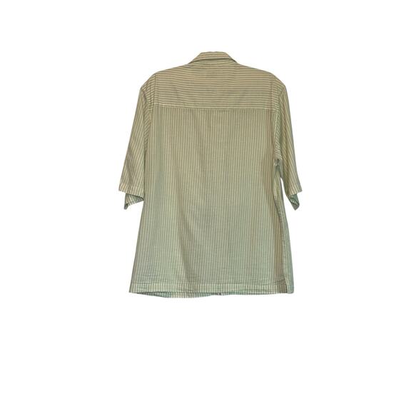 Topman cream green stripes short sleeves casual shirt size Small - Picture 9 of 10